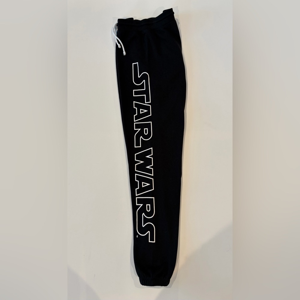 Star Wars High Waist Women’s Joggers Bold Logo Large Black White Drawstring - Picture 9 of 10